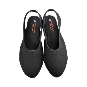 bernie mev. New York Women's Black Mesh Slingback Flats Comfort Shoes EUC 9-9.5
